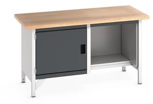 Bott Cubio Storage Workbench 1500mm wide x 750mm Deep x 840mm high supplied with a Multiplex (layered beech ply) worktop, 1 x integral storage cupboard (650mm wide x 650mm deep x 500mm high) and 1 x open section 1/2 depth base shelf.... 1500mm Wide Storage Benches